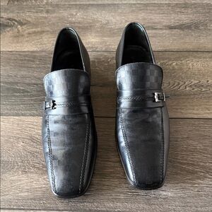 Louis Vuitton Black Checkered Leather Loafers
